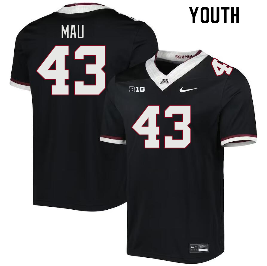 Youth #43 Eli Mau Minnesota Golden Gophers College Football Jerseys Stitched-Black